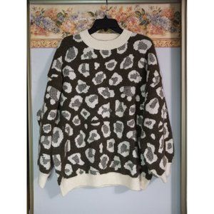 Main Strip Small Animal Print Knit Oversized Soft Comfy Casual Colorful Sweater